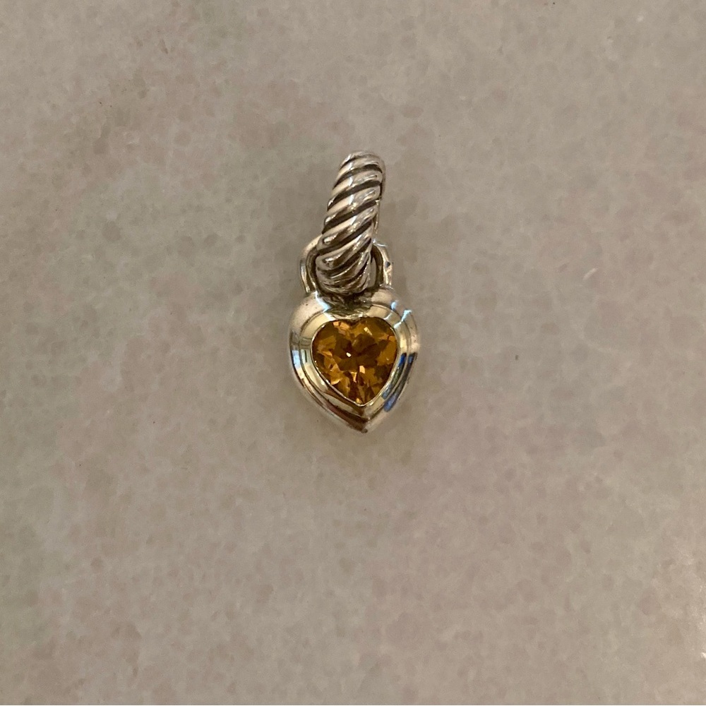 David Yurman Citrine Heart Cable Pendant Enhancer - Picture 7 of 16